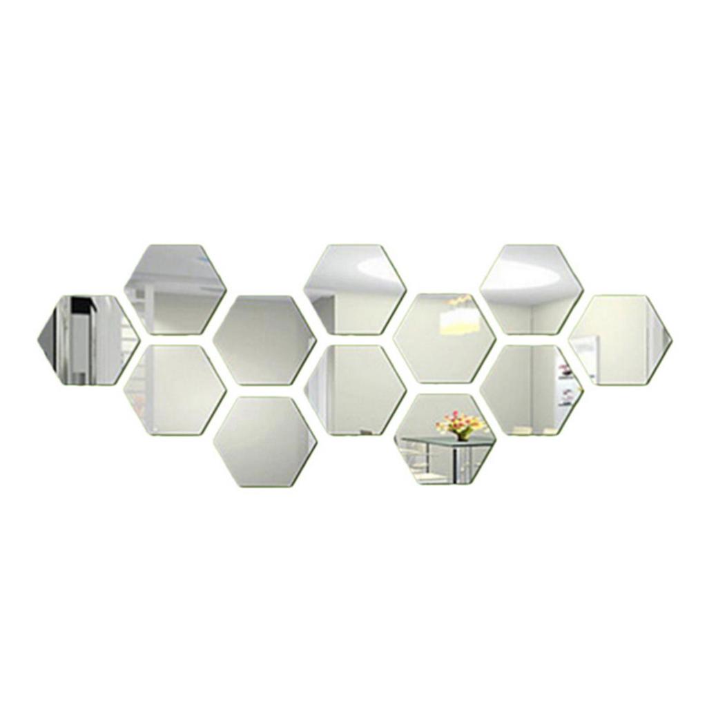 Flexible Reflective Hexagon Mirror Sheets Self Adhesive Mirror Tiles Non Glass Mirror Stickers for Home Decoration