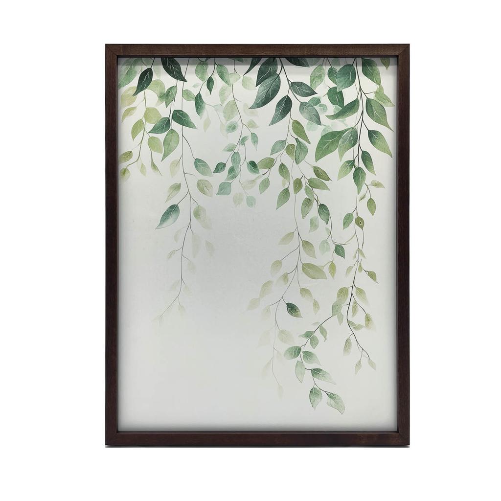 Minimalistyczny Plakat Z Zielonymi Liśćmi Minimalistyczny Plakat Z Zielonymi Liśćmi, 30X40 Cm, Rama Drewniana Jasny Dąb, Papier Matowy 230 Gsm
