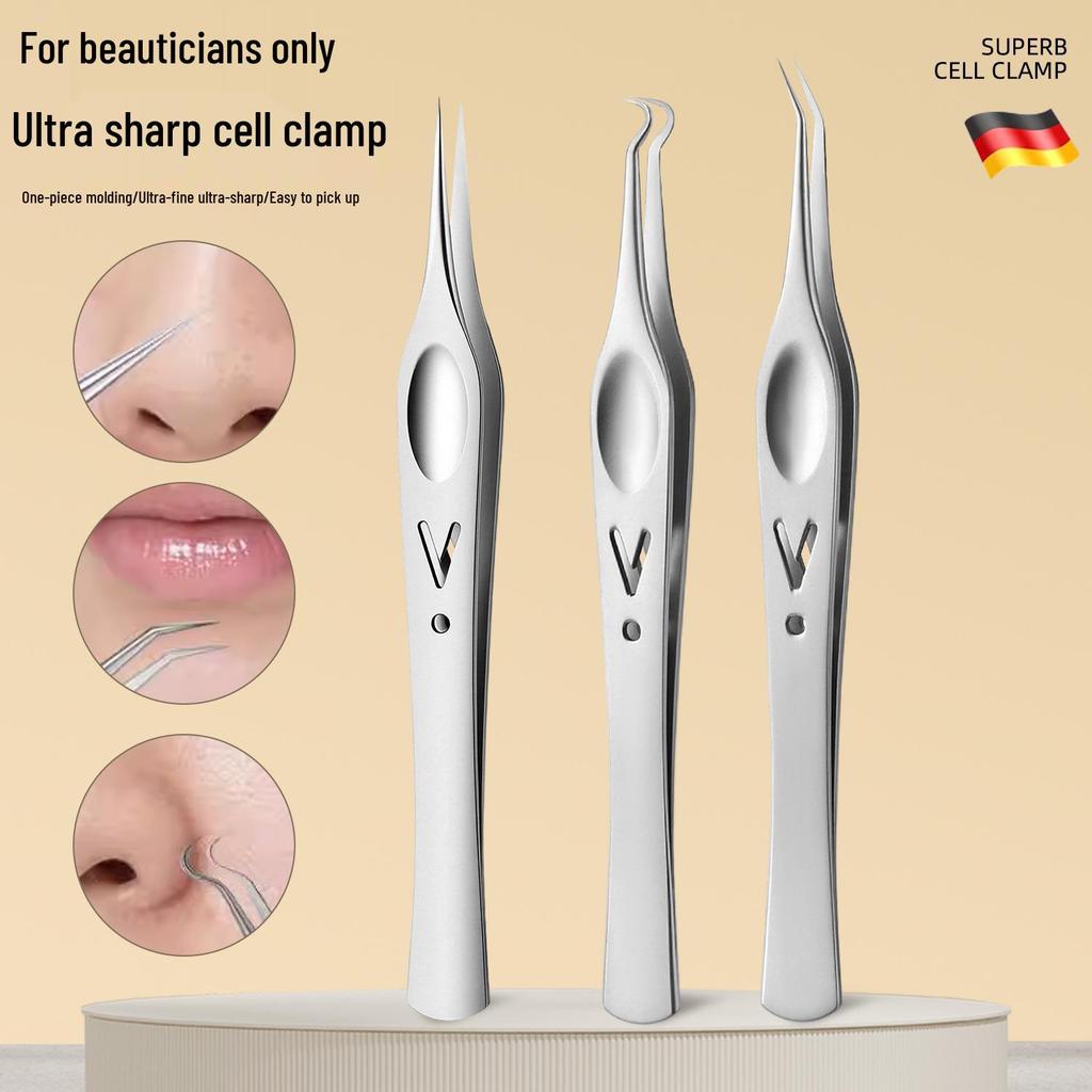 Stainless Steel Ultra-Sharp Blackhead & Acne Tweezers Set: Three-Piece Pimple Removal Tools