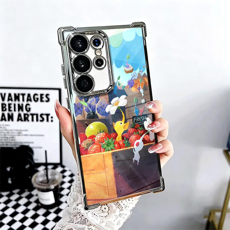 P-Pikmins Cute Game Soft Phone Case For Samsung Galaxy S26 Ultra S25 Edge S24 FE S23 Plus S22 S21 + S20 Plating Anti-Fall Fundas