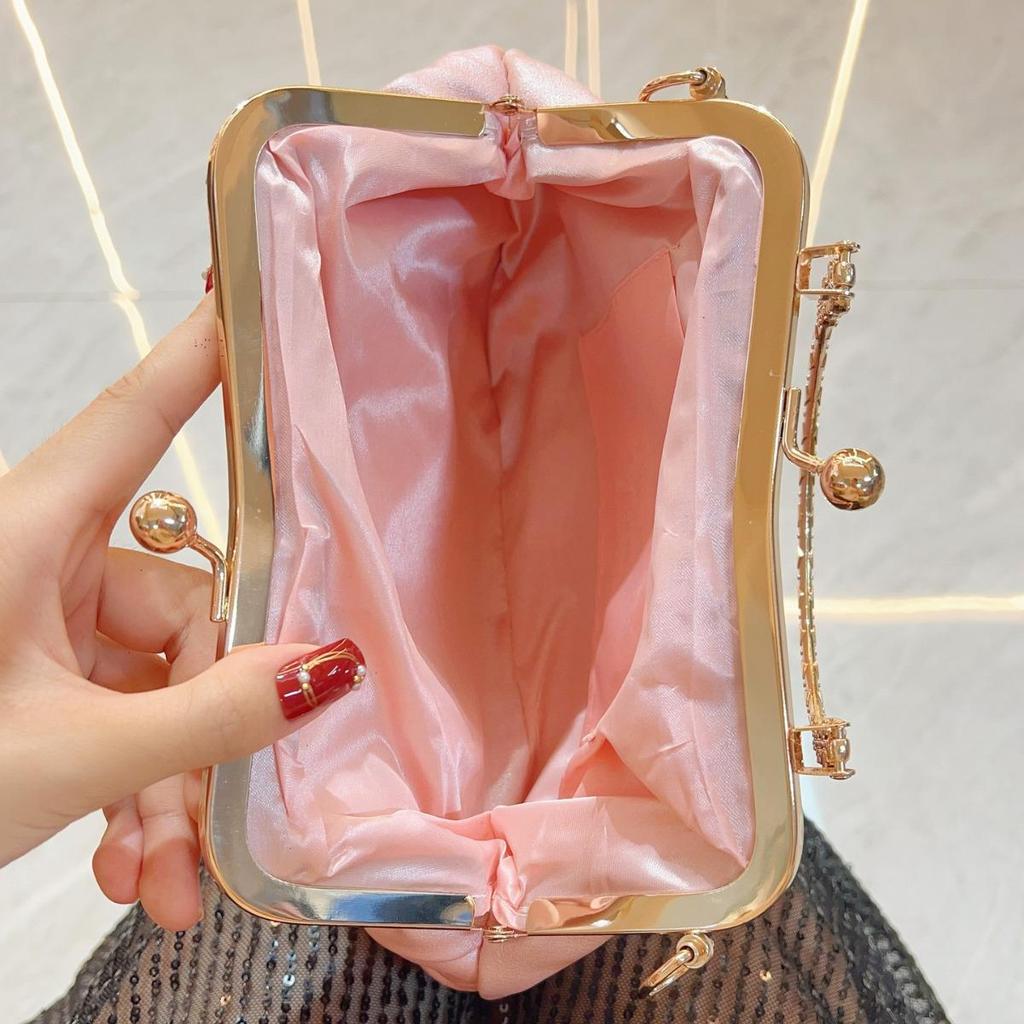 French Fairy Diamond Inlaid Banquet Bow Evening Crossbody Bag