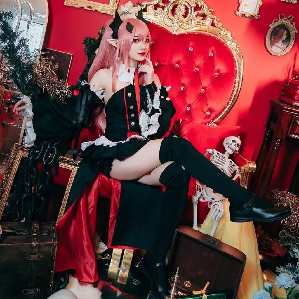 Серафим Конца Owari no Seraph Krul Tepes Косплей Костюм Униформа Парик Косплей Аниме Ведьма Вампир Хэллоуин Костюм Для Женщин
