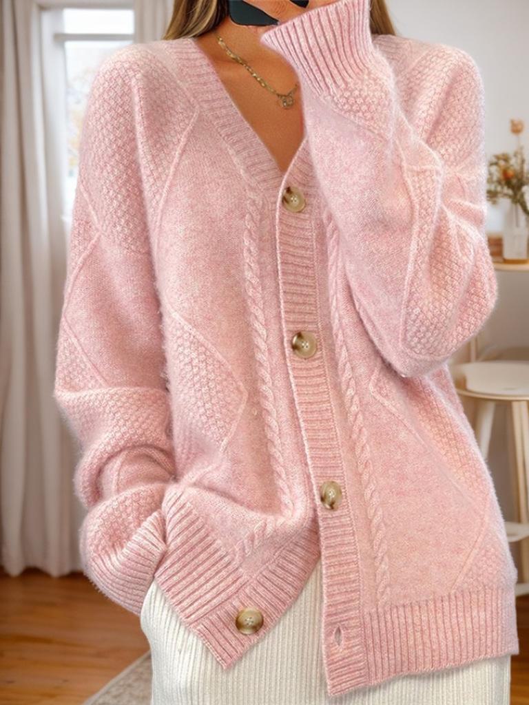 Женский свитер-кардиган с длинными рукавами и V-образным вырезом, осень/зима 2024 года