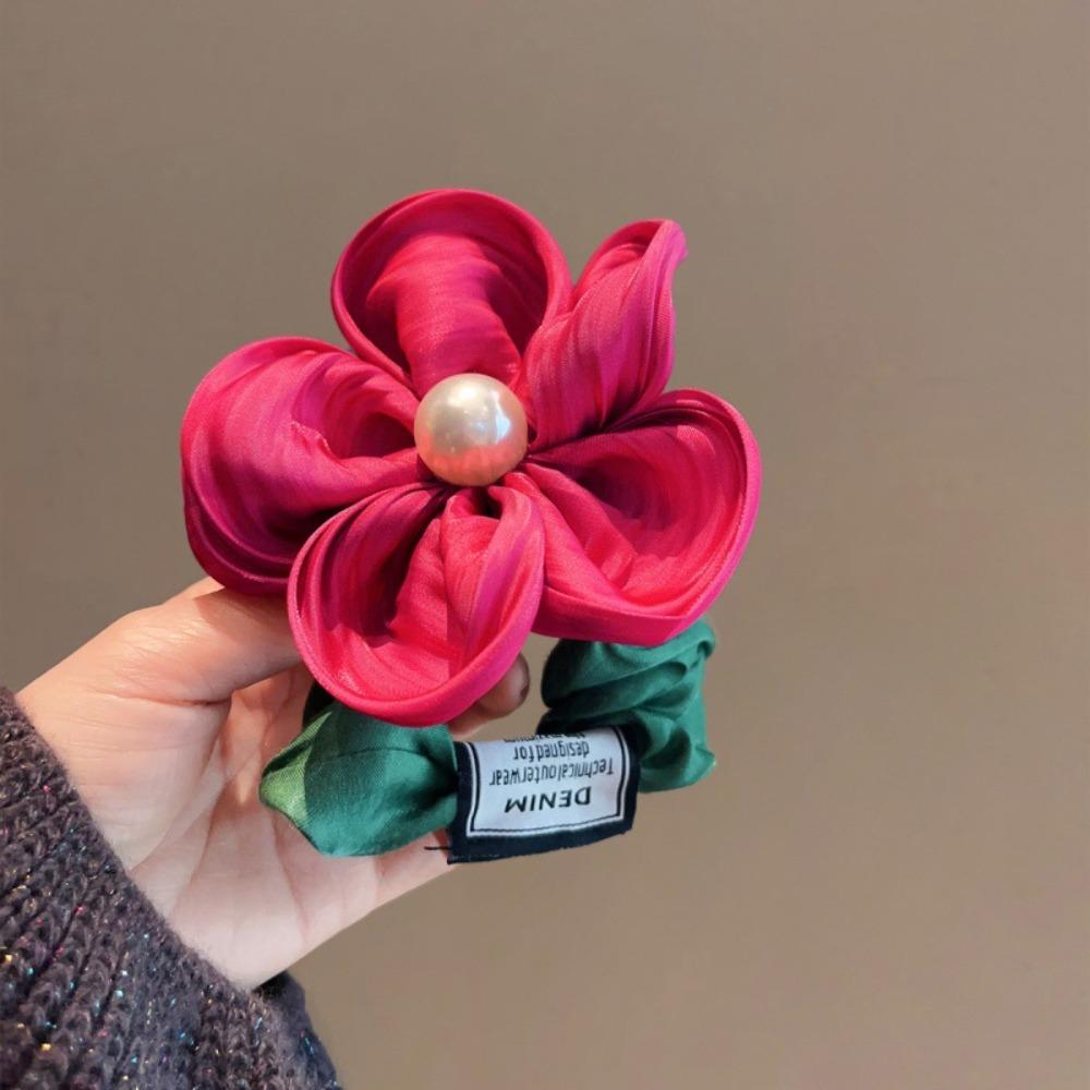Cloth Hair Loop Three-dimensional Flower Flower Ponytail Head Rope Elegant Hair Circle Girl