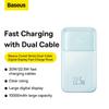 Baseus Comet Series Powerbank With Display 10000Mah 22.5W - Blue + Usb-A - Usb-C 0.3M Cable - White