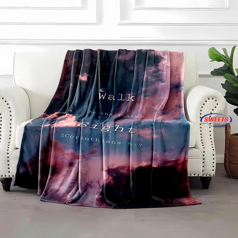 Devout Faith Bible Verses Flannel Blanket Throw Sofa Bed Cover Four Season Soft Fluffy Quilt Blanket Outdoor Leisure Nap Office