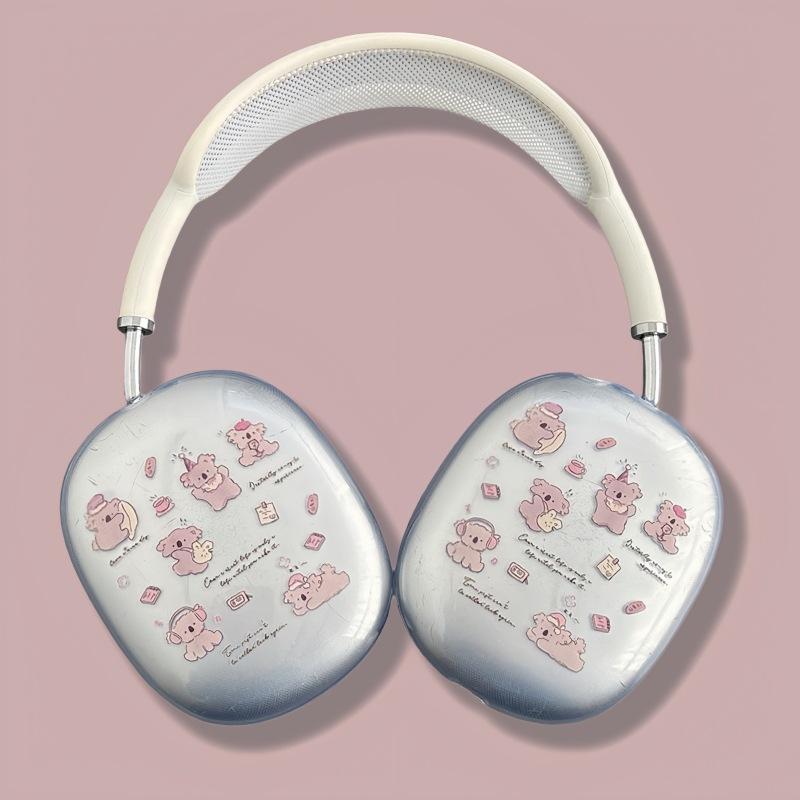 Applicable to Apple AirPods Max headset Bluetooth headset case Cartoon transparent soft case Cute and simple