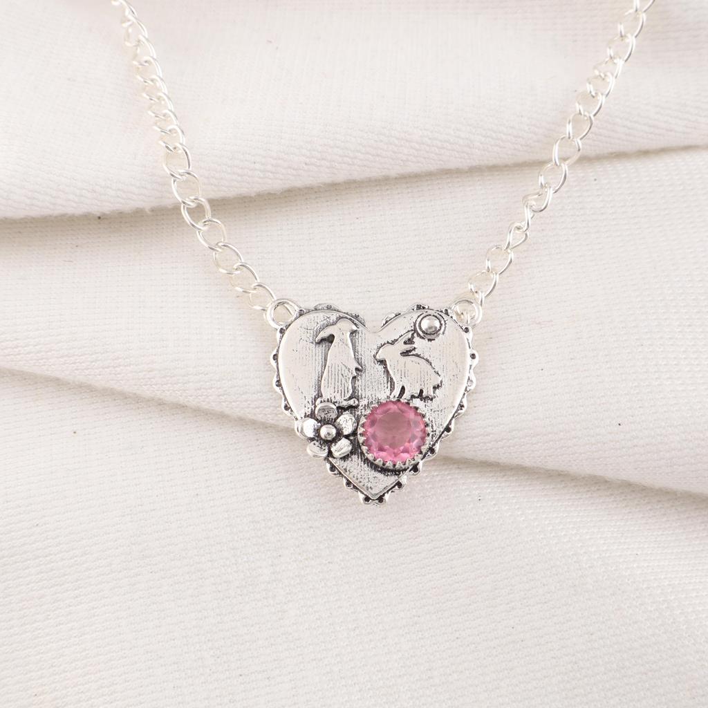 Ювелирные изделия с розовым турмалином, кулон из цельного серебра 925 пробы с драгоценными камнями, украшения ручной работы, на День памяти