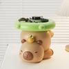 1pc Cute Cartoon Capybara Statue with Green Leaf Hat - Resin Animal Decor, Geometric Pattern Storage Tray for Home, Shelf, Mantel, Entryway