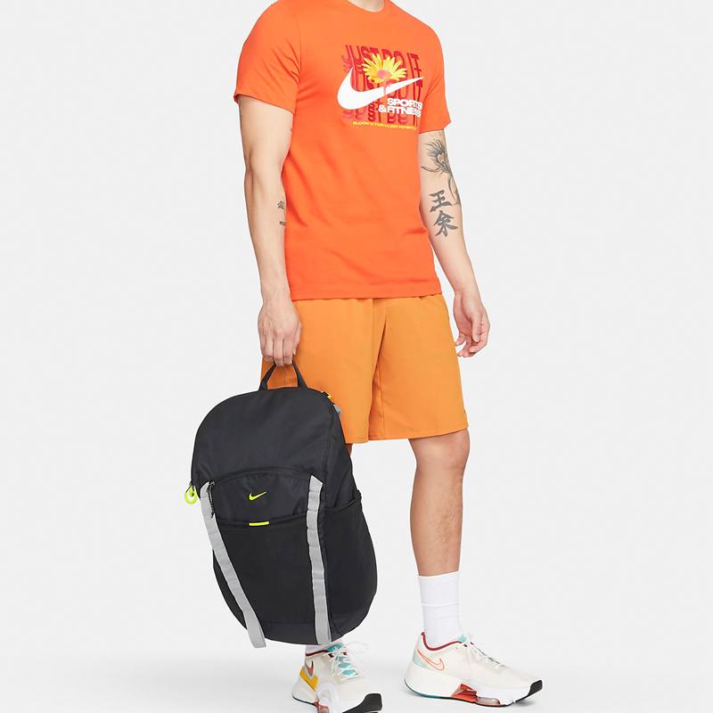 Nike Тканевый рюкзак обычный мужской черный и изысканный серый и атомно-зеленый DJ9677-010