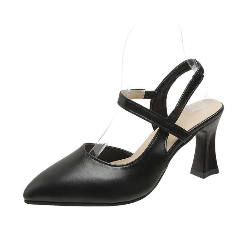 New Style Women's Shoes Pointed-toe Closed-toe One-strap Mom's Sandals and High Heels