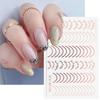 Золотые 3D наклейки для ногтей, кривые полосы, линии, наклейки для ногтей, градиентная клейкая полосатая лента, фольга для ногтей, наклейки для дизайна ногтей, серебро