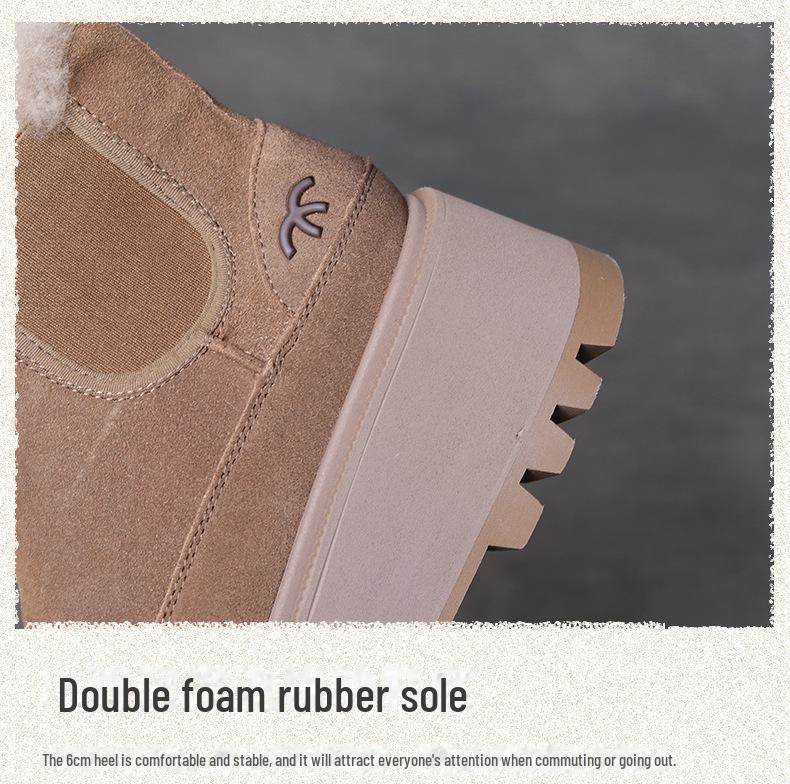 Женские зимние ботинки на платформе из бархатной кожи 2024 года: Теплые, удобные, короткие повседневные хлопковые ботинки на толстой подошве