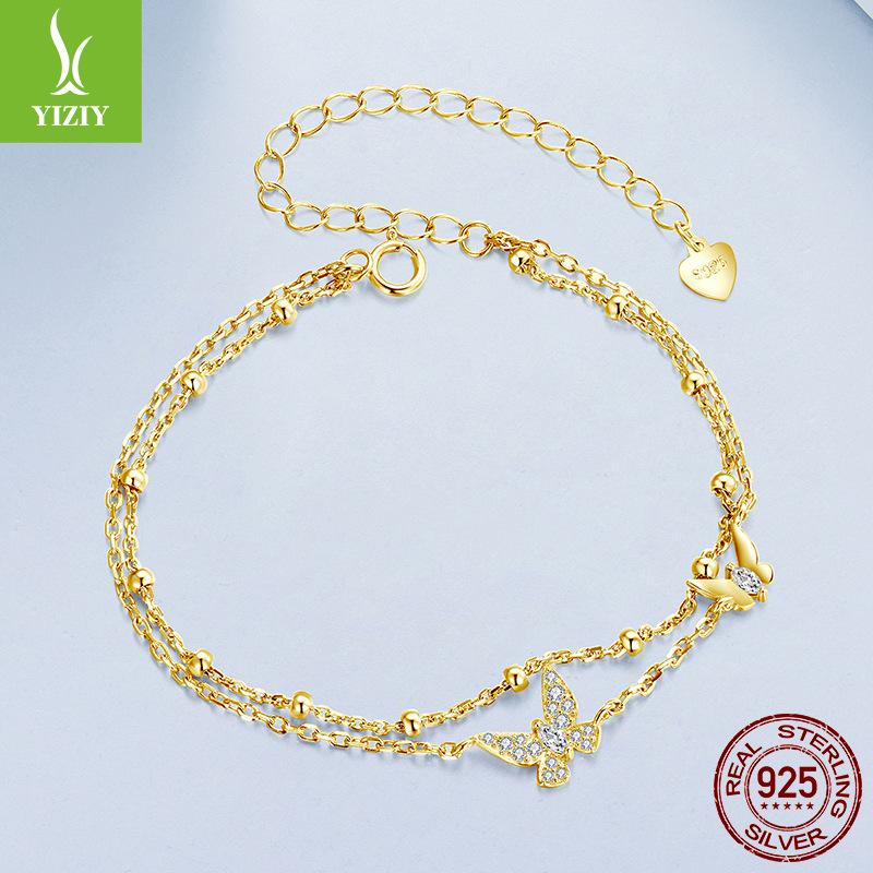 Niche Design Butterfly Double Bracelet Female, Fresh And Sweet Fairy Wind S925 Sterling Silver Bracelet Jewelry