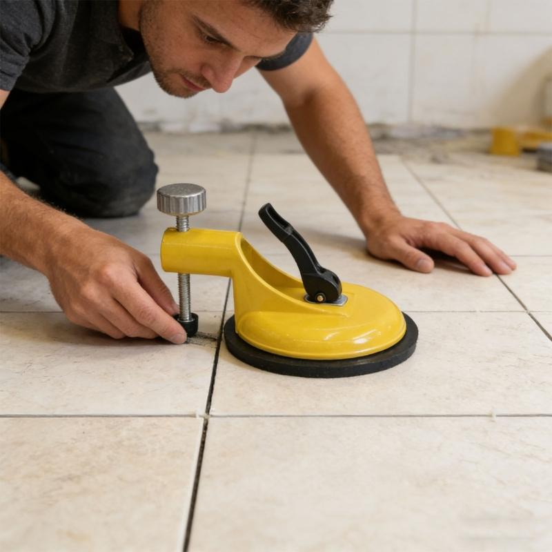 Metal Suction Cup Leveler for Perfect Tile Placement on Floor and Wall Surfaces in Construction Work