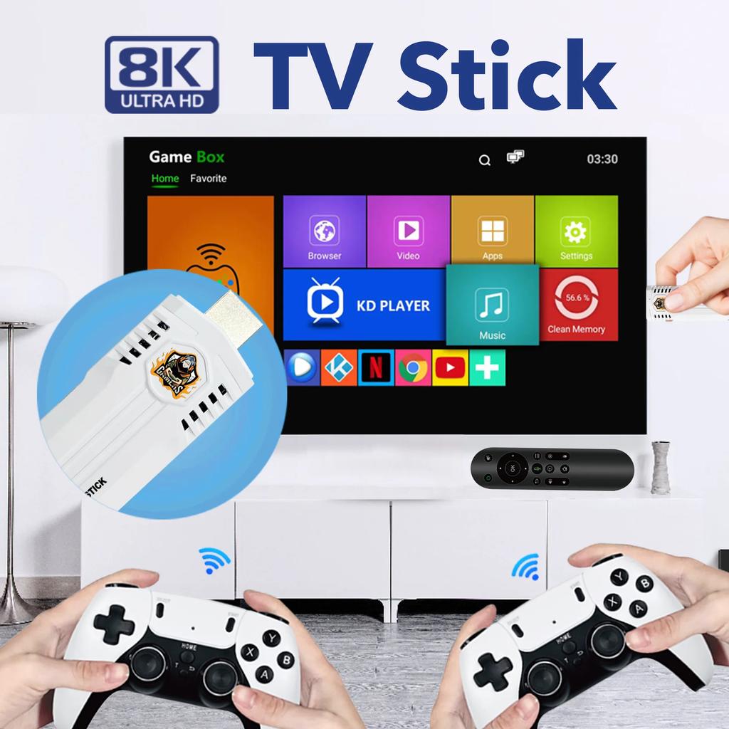 2024 Mini K8 Pro Retro 8K HD TV Video Classic Game Stick Dual System Wi-Fi Android12.1 ATV 3D 40000+ Игровая консоль Беспроводная 2.4G