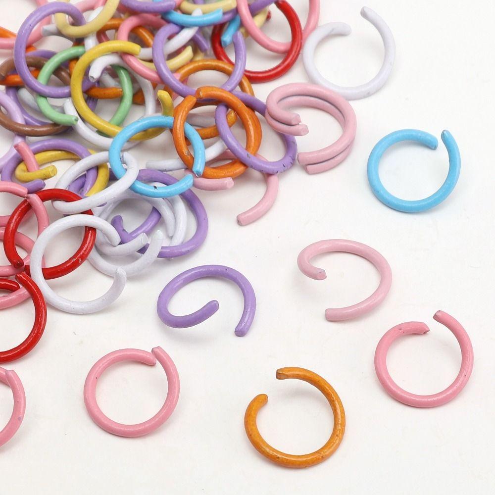 100Pcs Openable Round Split Ring Keychain Colorful Metal Ring Connectors Necklace Making