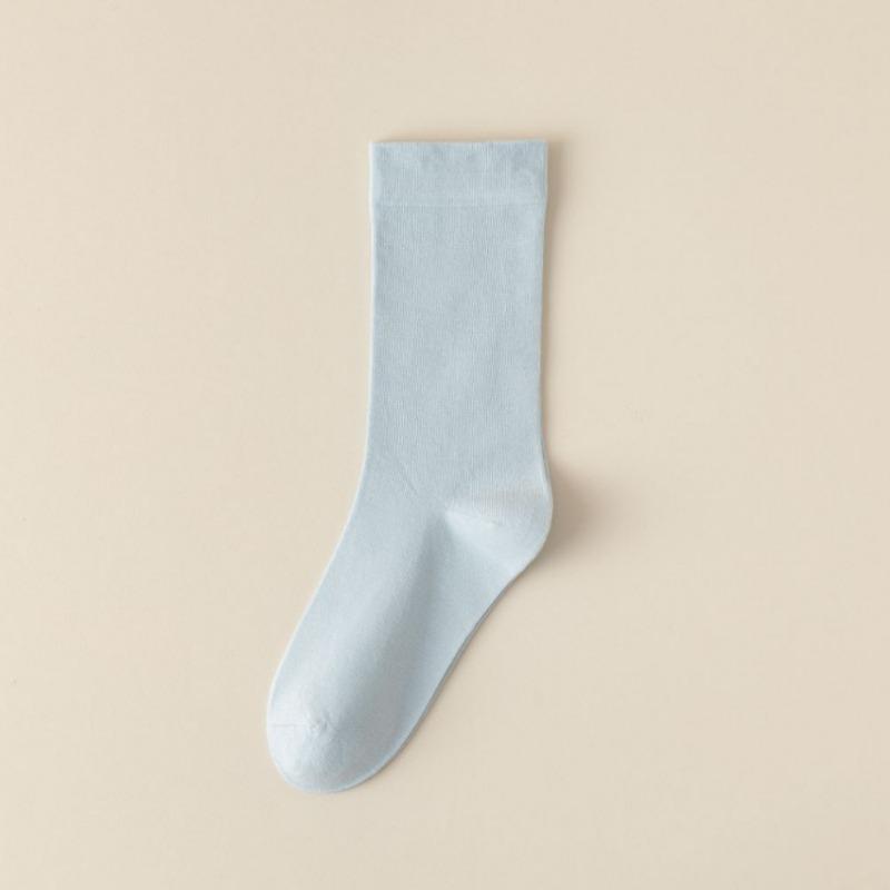 5 пар однотонных хлопковых носков средней длины, трикотажные свободные длинные мягкие повседневные носки на весну и осень, черные, белые, дышащие женские носки