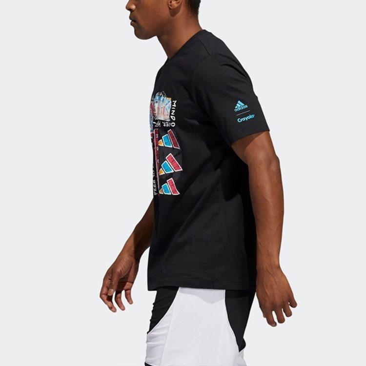 Adidas T Shirts Men's Black Crew Neck Moderate Straight Fit GN3681