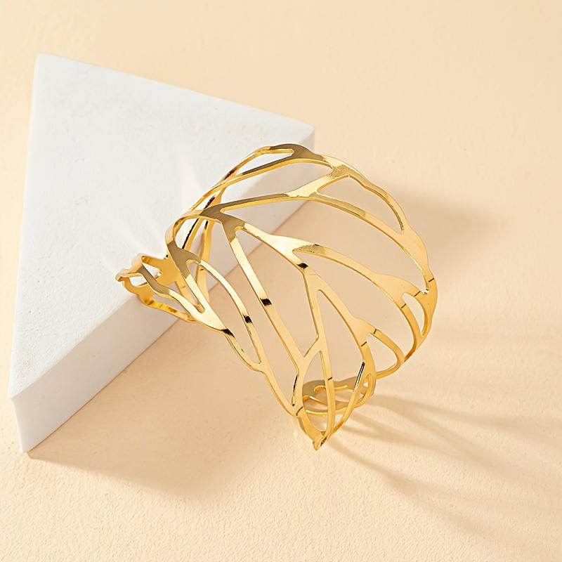 Уникальный дизайн полых листьев браслет-манжета браслет сплав ювелирные изделия элегантный этический стиль модный женский декор для вечеринки