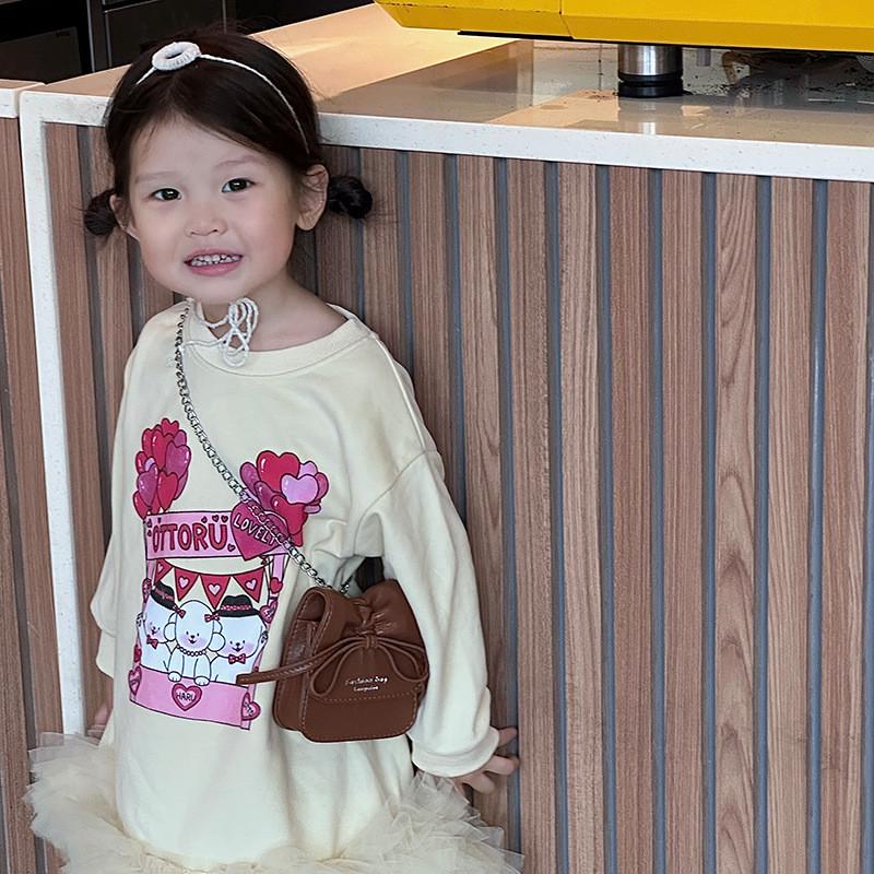 Adorable Korean Style Solid Color Girls Coin Purse With Cute Bow Fashionable Mini Chain Bag