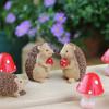 7pcs Cute Animal Sculpture Cartoon Garden Miniatures Figurine Hedgehog Mushroom Statue  Office
