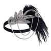 Feather Headband Vintage Style 1920s Flapper Headband Rhinestone Decor Headpiece for Parties Formal Occasions