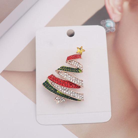 Женская брошь, булавка в форме рождественской елки, ювелирные изделия со стразами, изысканная универсальная блестящая брошь, одежда