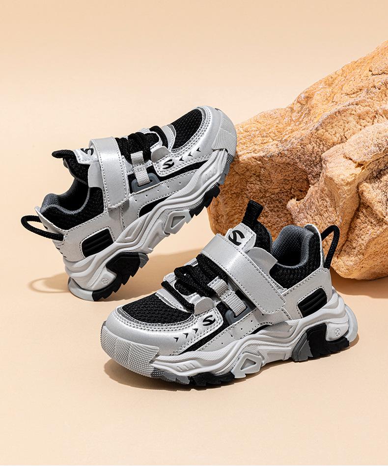 Дышащие спортивные туфли Habi Bear для мальчиков с двойной сеткой и застежкой-липучкой