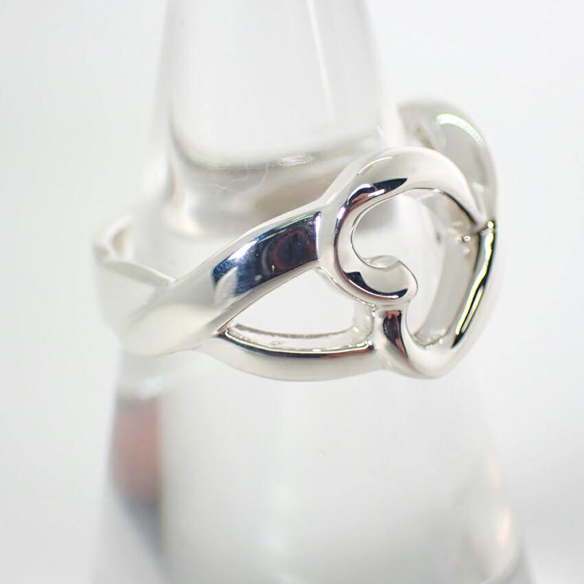 [Б/у] TIFFANY/Tiffany 925 Двойное кольцо с любящим сердцем/Нет. 11/г457-46