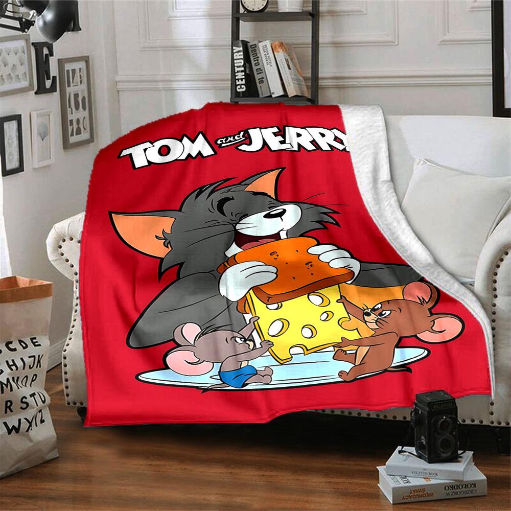 1pc Tom and Jerry Flannel Blanket Soft Warm Throw for Home, Office, Travel, All-Season Cozy Bedding GiftL1029