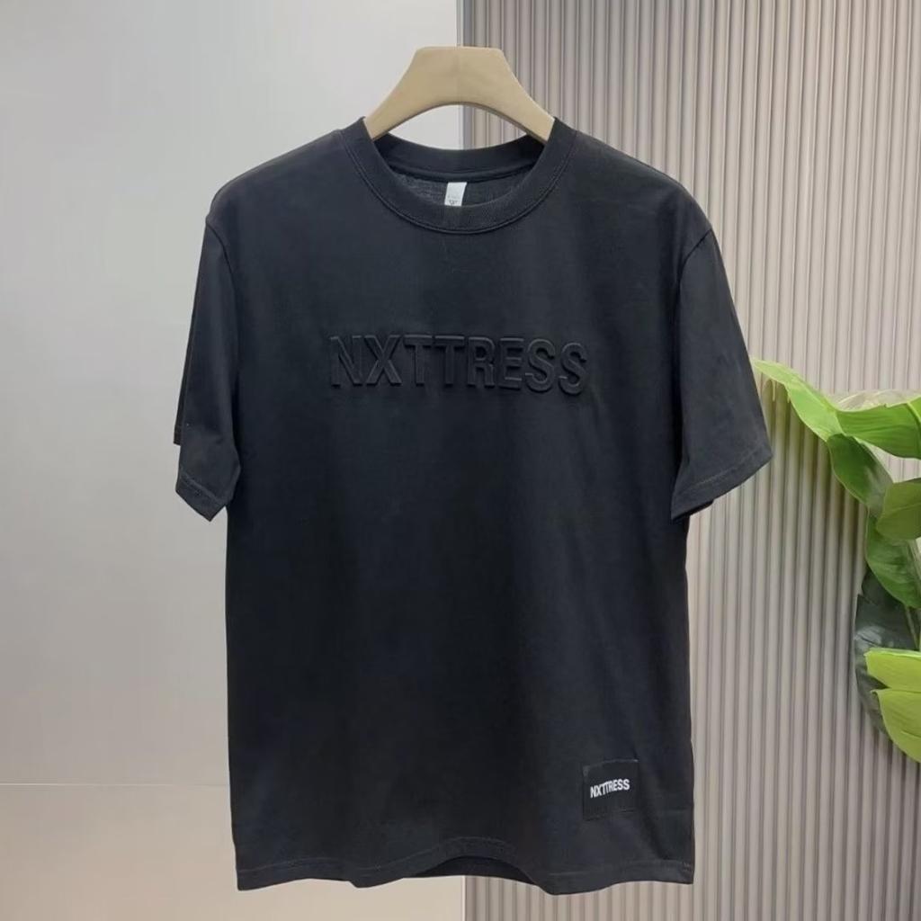 Европейская 3D хлопковая футболка с объемными буквами, короткий рукав, фактурная, мужская, стильный свободный топ, базовая футболка, тренд стальной штамп, половина