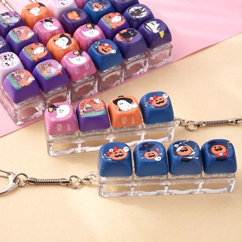 Halloween Pattern Halloween Fidget Pressing Keychain 4 Keys Keyboard Fidget Daily Use