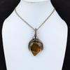 Tiger Eye Gemstone Handmade Pure Copper Wire Wrapped Pendant Jewelry For Women