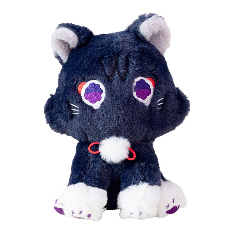25Cm Game Genshin Black Cat Fluffy Impact Wanderer Pet Plush Toys Scaramouche Cat Cosplay Doll Soft Stuffed Pillow Gift For Kids