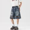 New Summer Loose Denim Mid-pants Men's Fried Salt Water Wash 5-minute Shorts