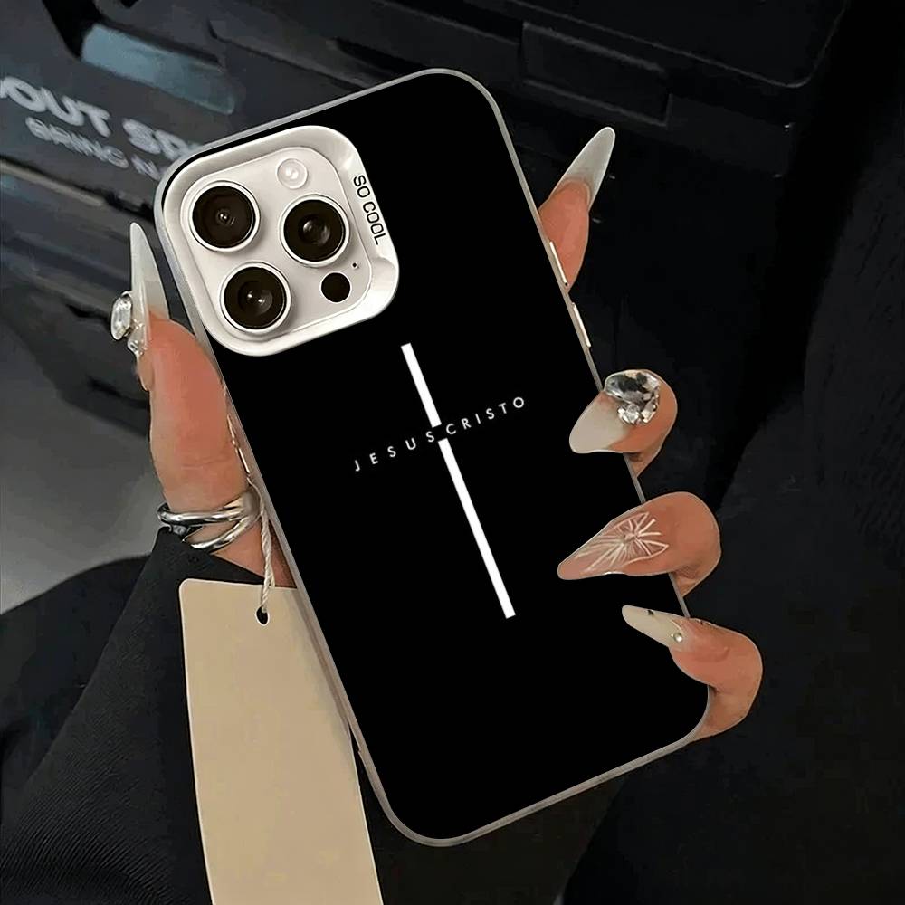 Чехол для телефона G-God Иисус Крест Для IPhone 17 Air 16 15 14 13 12 11 Pro Max Белый Серебристый Жесткий Чехол