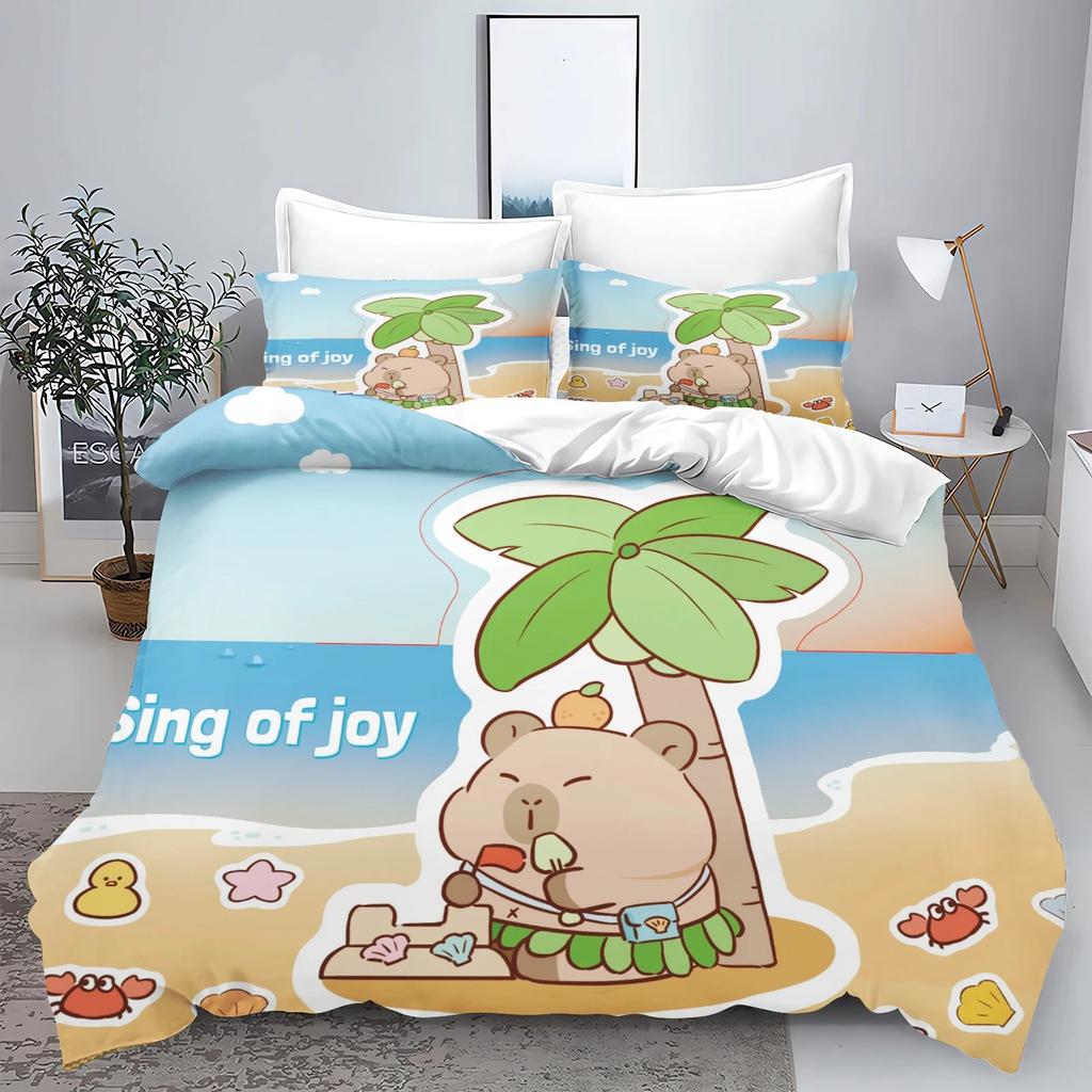 Cartoon Capibara Duvet Cover Pillowcase Bedding Set Children Bedroom Decor Single Double Large king King Queen Size Gift