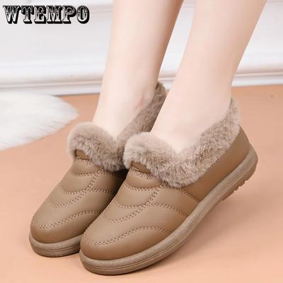 Универсальные однотонные туфли из ПУ с мягкой подошвой, нескользящие, женские, осенне-зимние, большого размера, теплые, плюшевые, повседневные туфли без застежек