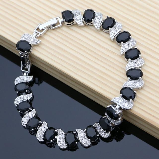 Rainbow Mystic Cubic Zirconia White Crystal Silver Color Jewelry Charm Bracelet For Women