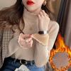 Autumn Half High Neck Velvet Pullover Sweaters Women Tops Long Sleeve Fleece Knitted Sweater Woman Fashion Elegant Winter Knitwear Jumpers 24953