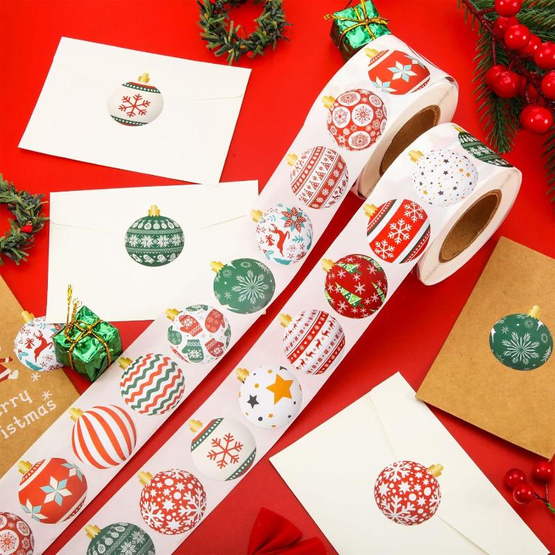 Набор из 500 декоративных рождественских наклеек 3 см для DIY проектов, упаковки подарков, запечатывания выпечки и конвертов