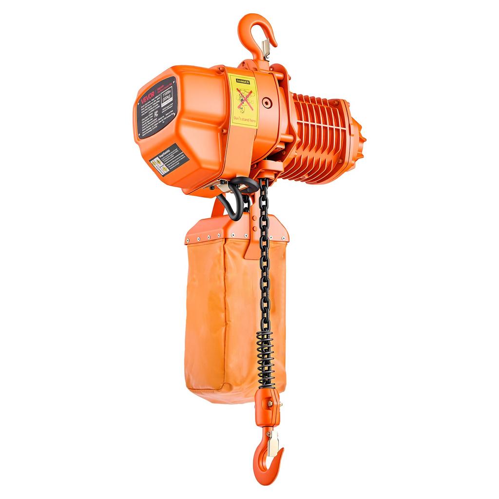 VEVOR 500 kg Electric Chain Hoist, 6 m Lifting Height, Three-Phase Overhead Crane with 100 m Wireless & 4.5 m Wired Remote Control