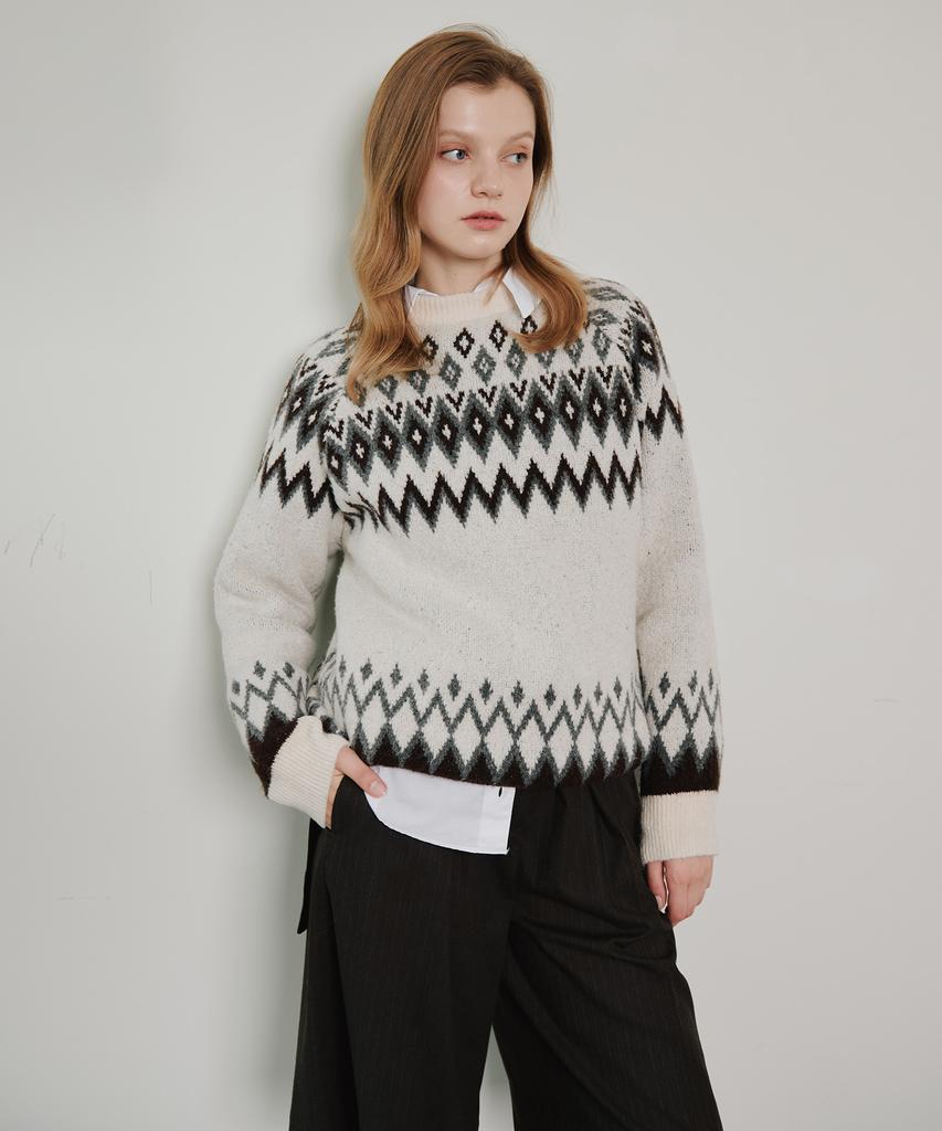 LEFTSEOUL Nordic Pattern Pullover [Ivory]