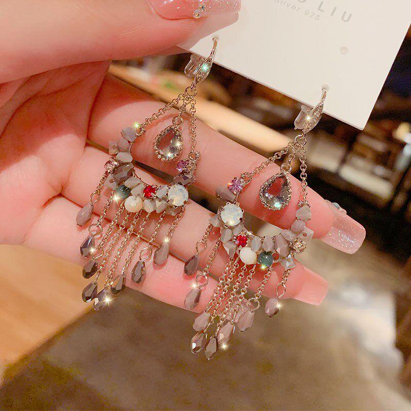 Easiest for Match Retro Long European and American Face Slimming Tassel Earrings