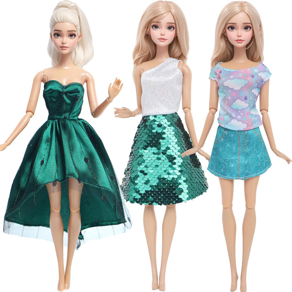 3 шт./компл. Модная одежда и аксессуары для куклы 30 см 11,5'' Кукла принцесса Девочка Блестящее розовое белое фиолетовое платье Наряд Детская игрушка Подарок