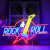 Неоновый знак-гитара Rock Roll со светодиодной подсветкой для декора стены, регулируемая яркость, для бара, спальни, музыкальной студии, вокального концерта, мужской комнаты