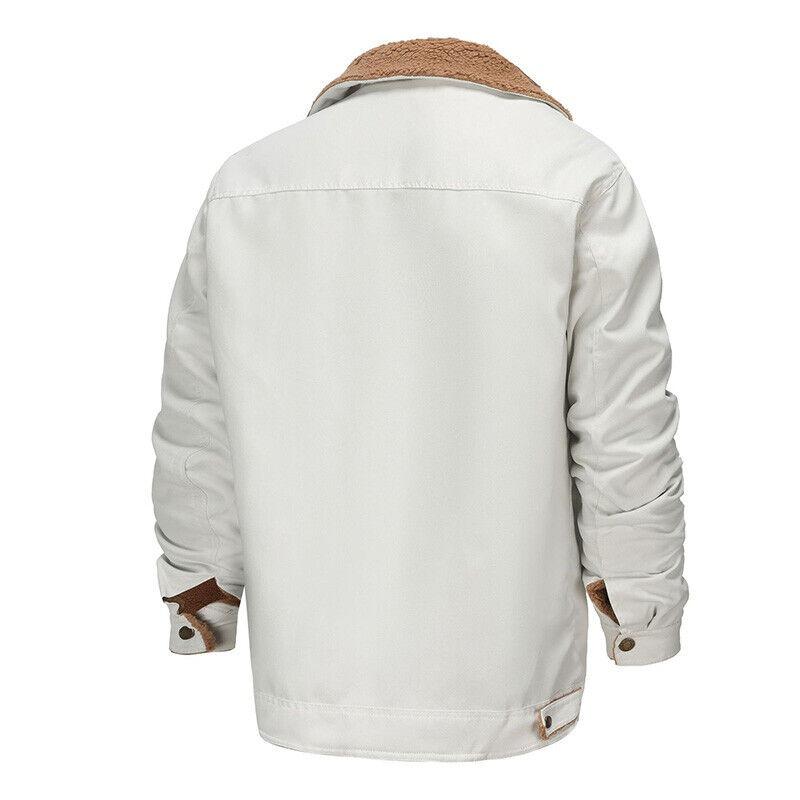 Зимнее пальто, флисовая куртка-карго с 4 карманами и воротником с лацканами, хлопковая рабочая мужская куртка