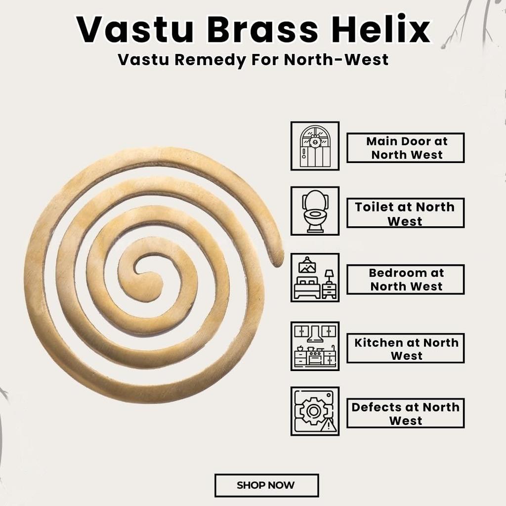 Brass Helix Vastu Remedies for North-West Main Door, Entrance, Kitchen, Bedroom Vaastu Dosh Defects Home, Office, Shop, Factory (1pc)