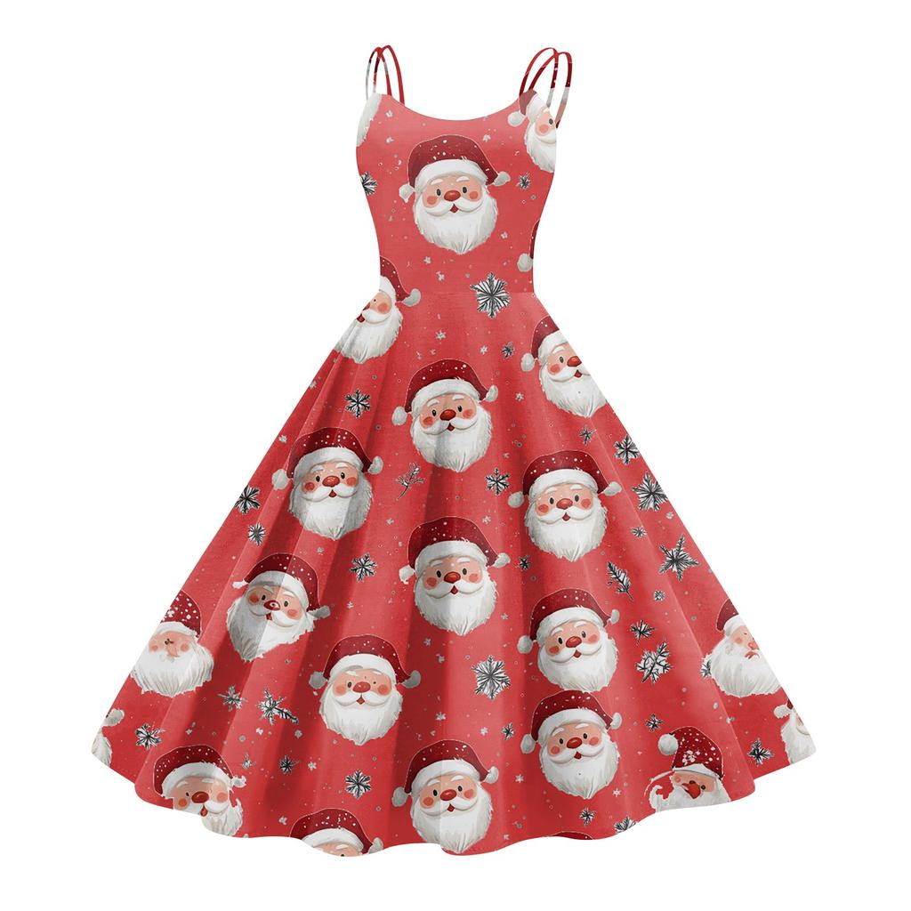 Women's Fashion Christmas  Printed Sexy Strapless Gothic Cocktail Dress Punk, Vintage Dress.